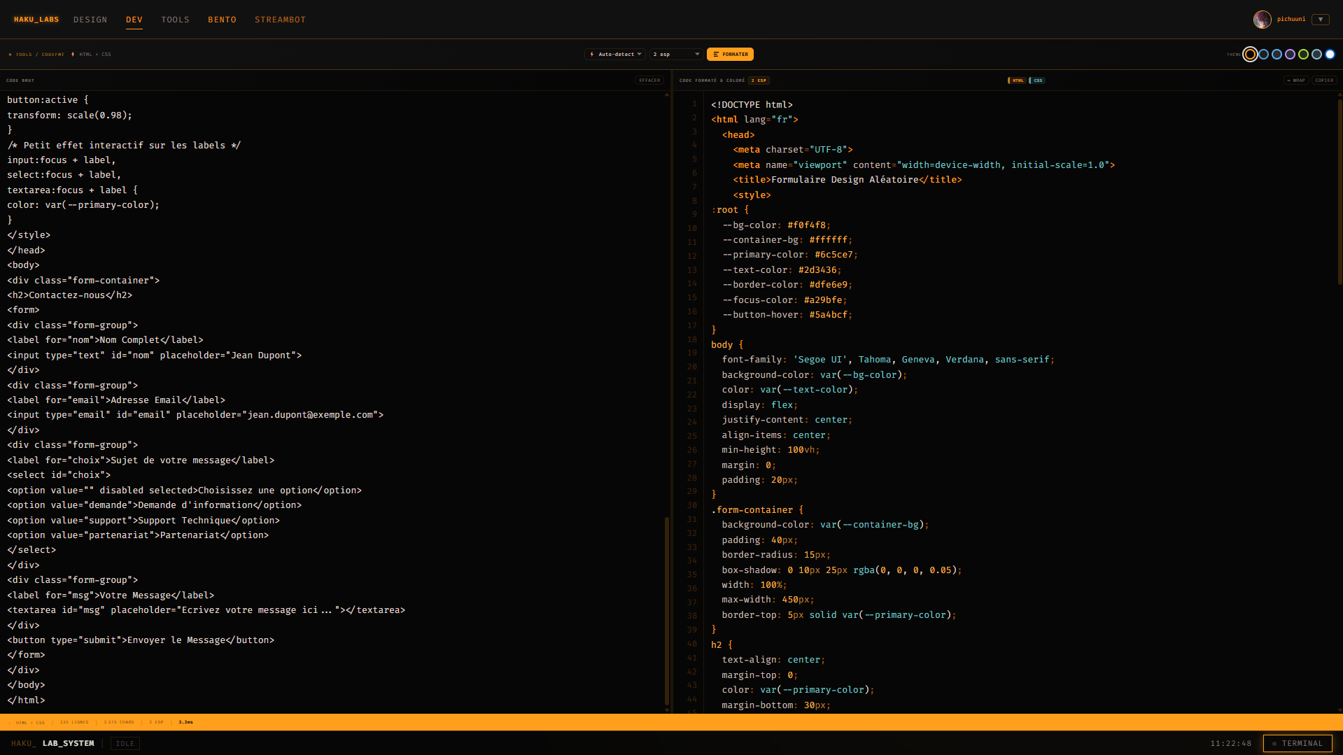 CodeFMT — code proprement restructuré