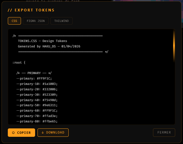 Design System — variables CSS extraites