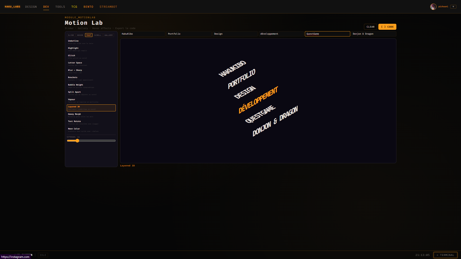 Motion Lab — feature animation texte